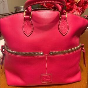 Dooney & Bourke Bright fushia Pink Leather Tote with Gold Hardware